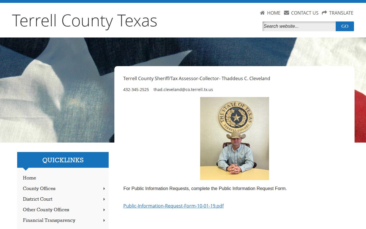 Terrell County Sheriff official contact page